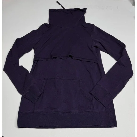 2 Latched Mama Purple Cowl Neck And Hooded Gray Sweatshirt size Large - Picture 8 of 15